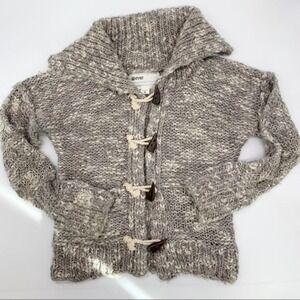 Ever Women's Grey Marled Chunky Knit Toggle Button Cardigan Sweater Size L